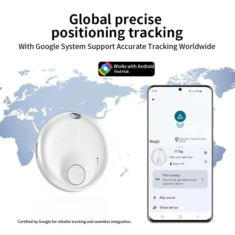 Android Smart Tracker Tag For Google's Find Hub Anti-loss Locator for Xiaomi Cars Positioning Sound Fast Finding Bike Bag Tags