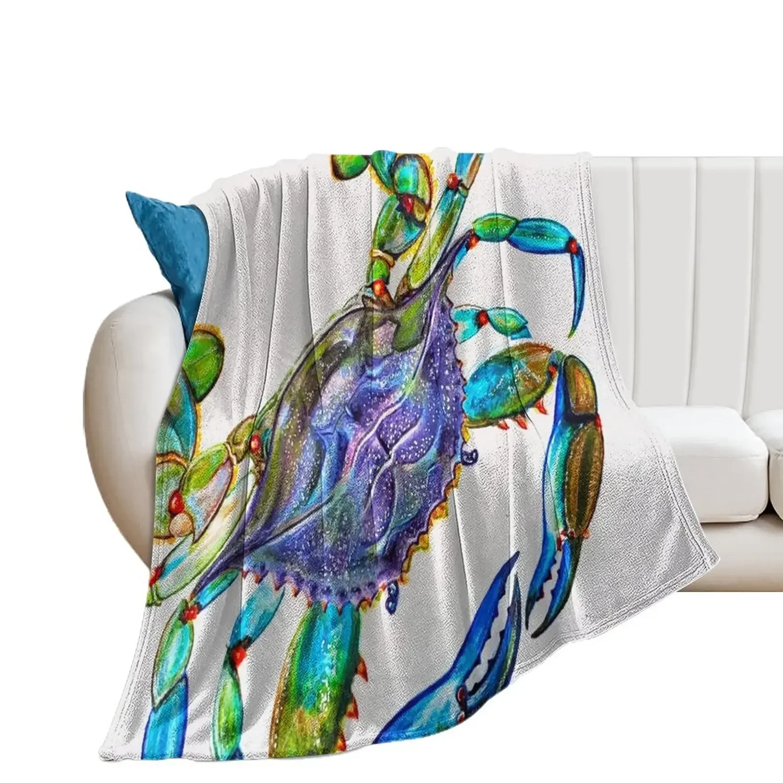 Blue Crab Throw Blanket Bed covers Sofa Quilt Hair Blankets