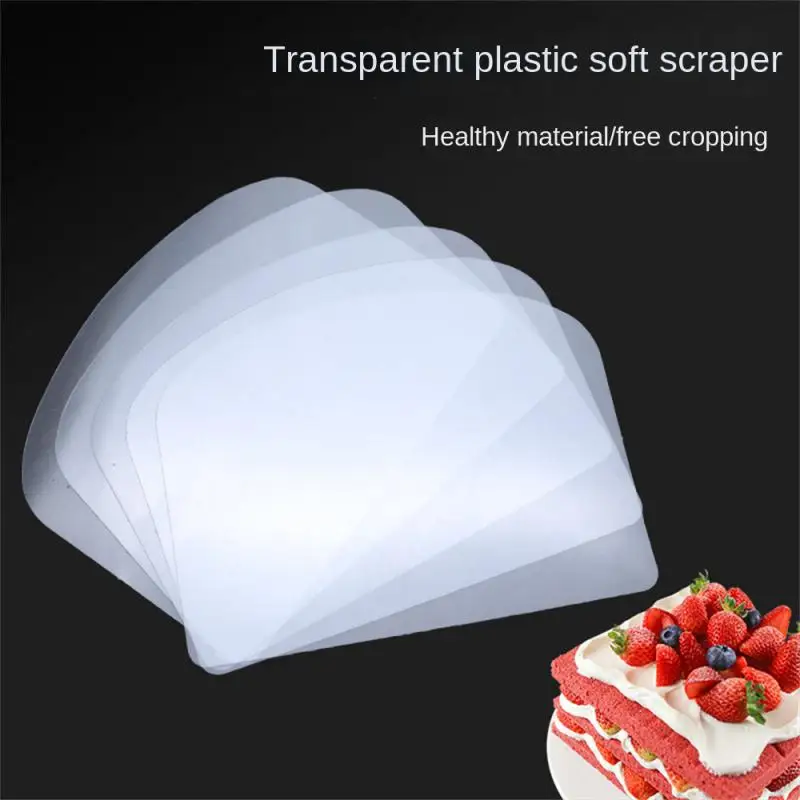 Transparent Plastic Soft Spatula Cake Cream Scraper Fondant Pastry Plain Smooth Jagged Edge Spatula Cutter Baking Tool