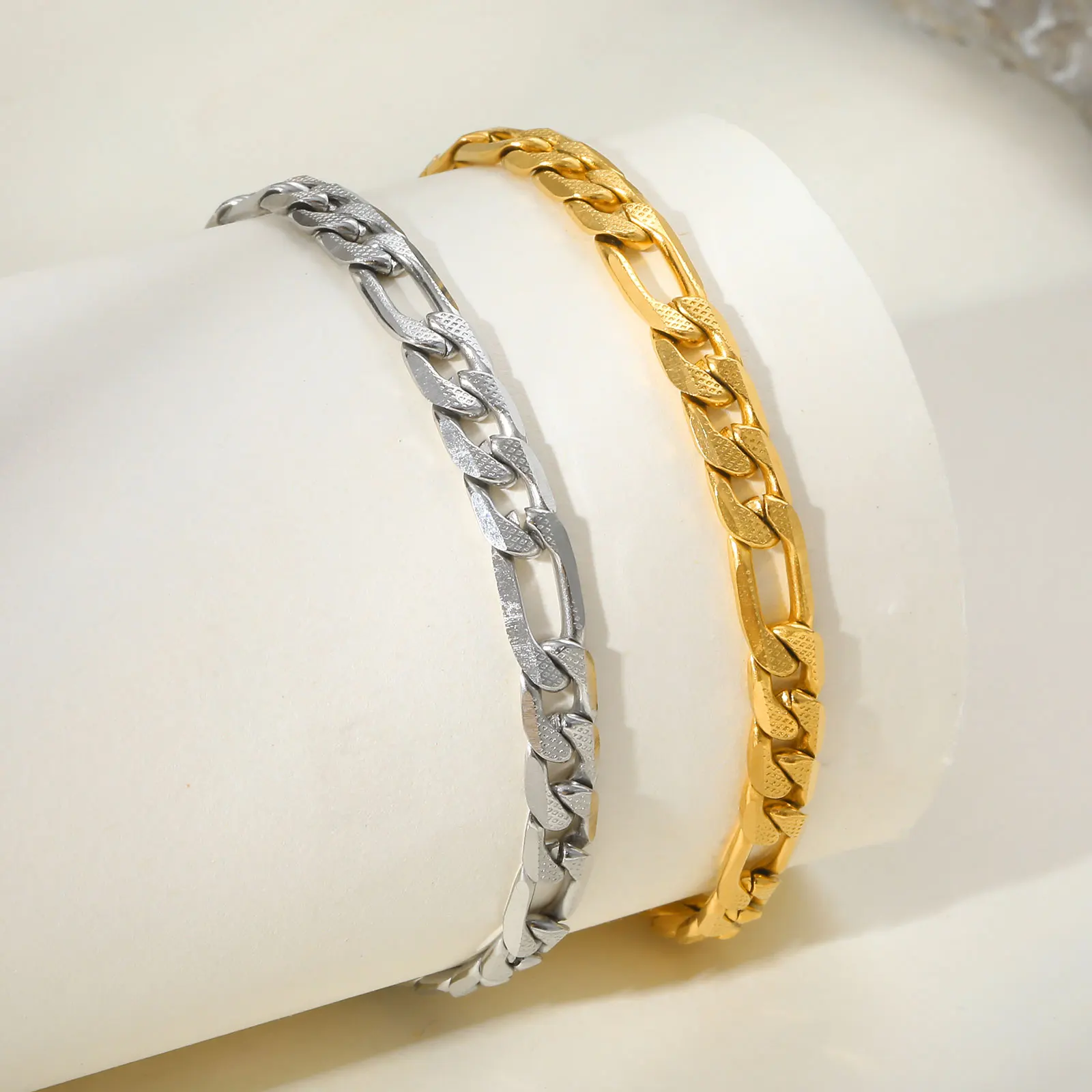 5.8mm NK Chain Bracelet for Woman,Gold Plated Stainless Steel Couple Bracelets, Fashion Wedding Jewelry Gift