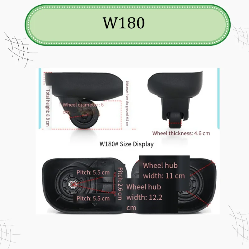 For W180 Silent Luggage Wheel Repair Kit - Premium Quality Castors Smooth Operation with Silent 360° Rotation