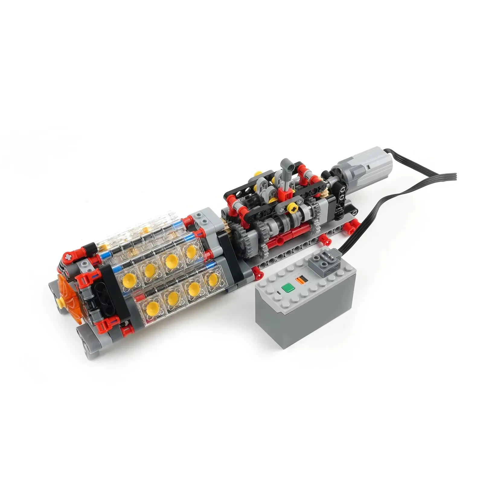 High-Tech Transparent V16 Engine Small Building Blocks 6-Speed Transmission Mechanical Assembly Bricks Creative Bricks DIY Toys