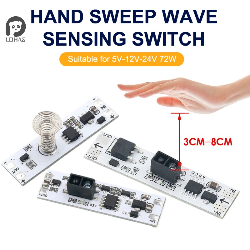 1Pc Short Distance Scan Sweep Hand Sensor DC 5V-24V 3A Hand Sweep Switch Module LED Dimming Control Lamps Active Components