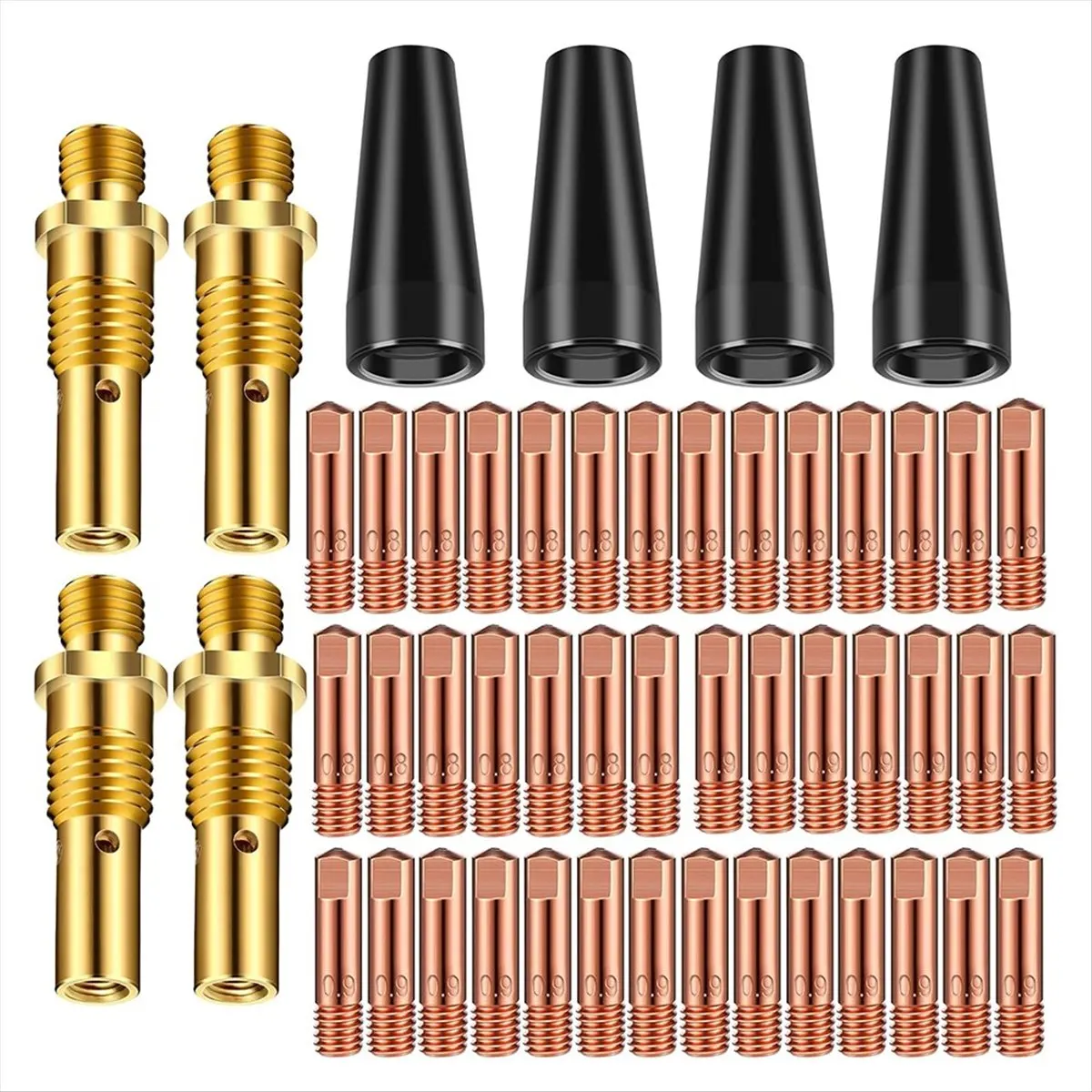 A56K 50PCS Flux Core Gasless Nozzle Tips Kit KP1939-1, 0.030In & 0.035In Contact Tips Gas Diffusers Mig Welding Accessory