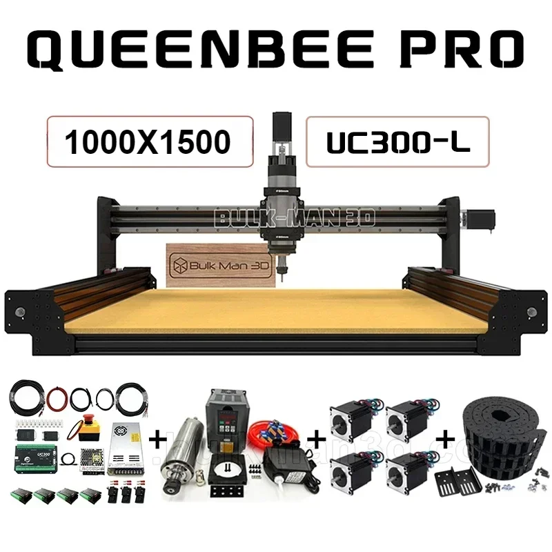 20%OFF BulkMan 3D Black 1000x1500 QueenBee PRO CNC Full Kit with UC300 MACH3 Control System CNC Wood Router Wood Working Machine