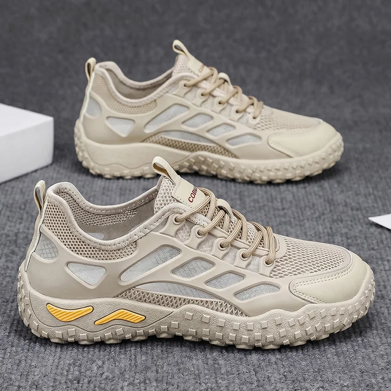 

Men Flexible Flat Walking Shoes Solid Color Adjustable Shoelace Thin Breath Upper Minimalist Casual Sports Sneakers