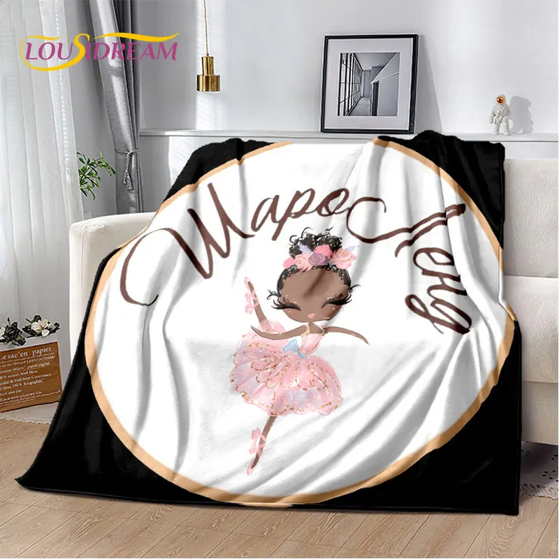 Cute Ballet Girl Ballerina Cartoon Soft Plush Blanket,Flannel Blanket Throw Blanket for Living Room Bedroom Bed Sofa Picnic Kids