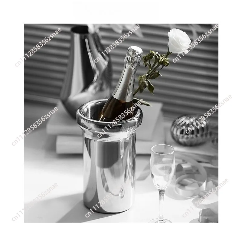 Hotel simple style stainless steel double ice bucket champagne bucket wine set household commercial ice beer ice bucket