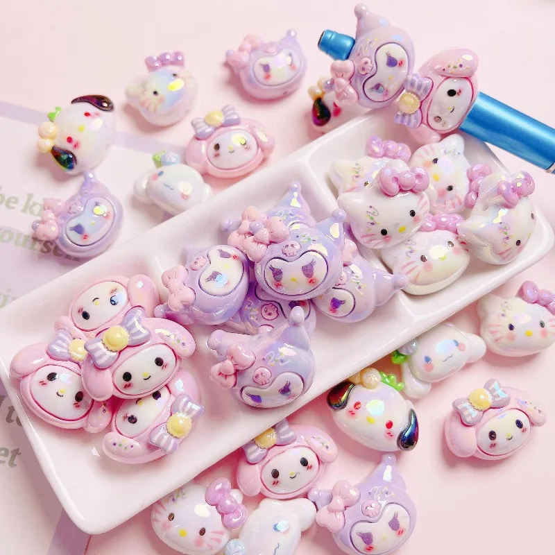 

Hello Kitty Accessories Cute Cartoon Plated Straight Hole DIY Keychain Handmade Materials Women Products Student Gift Wholesale