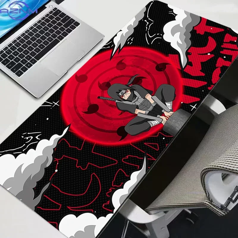 Anime Naruto Uchiha Itachi Red Sharingan Large Mousepad Rubber Non-Slip Gaming Desk Mat Keyboard Pad for Home Office Decor