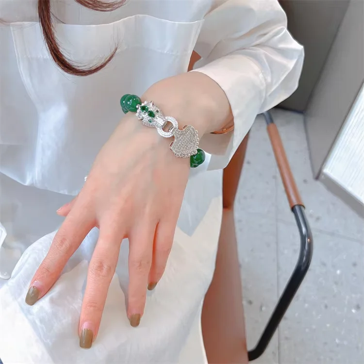 Natural Green Agates Necklace Bracelet Set For Women