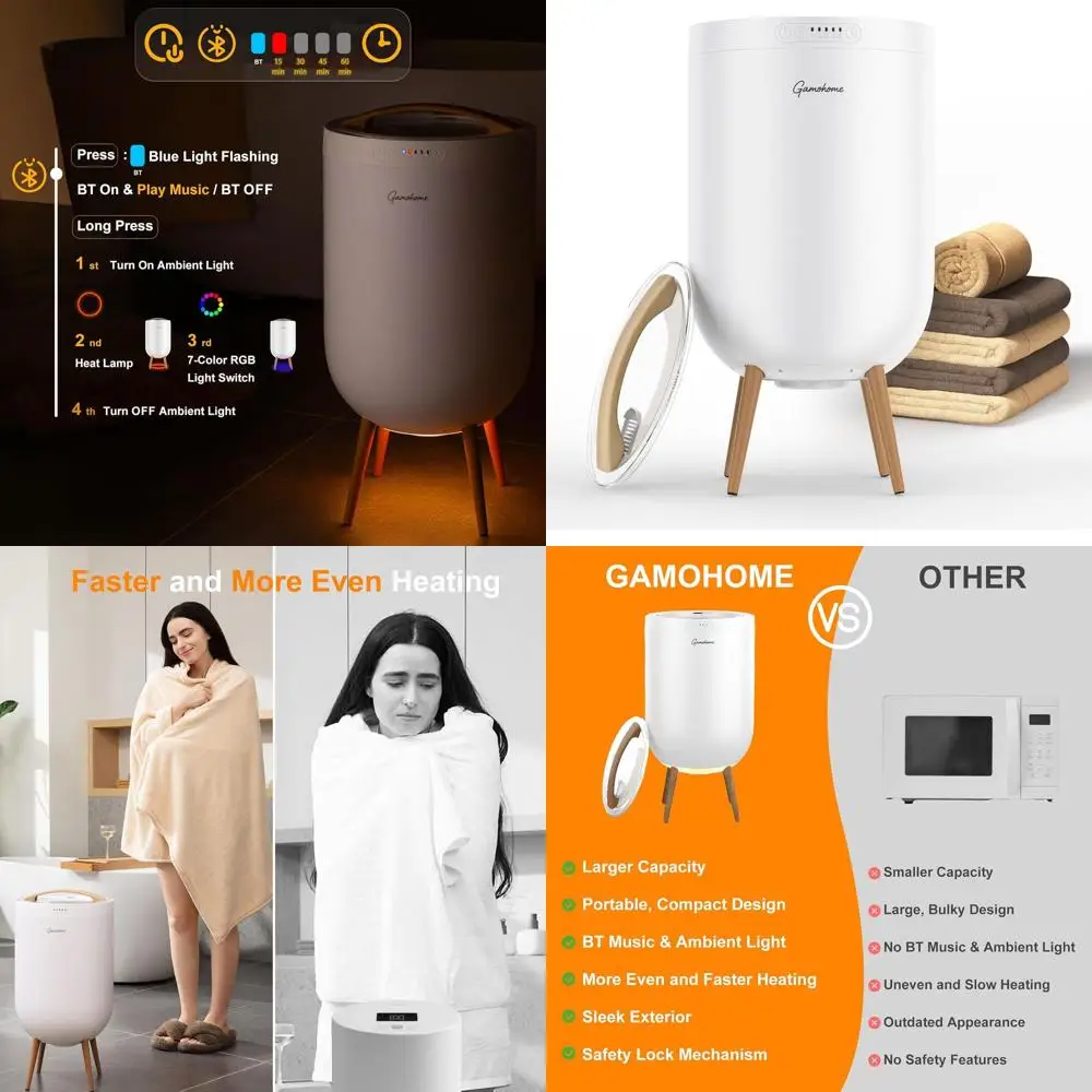 

Роскошный подогреваемый держатель для полотенец с Bluetooth-колонкой, подсветкой, автоматическим отключением, вмещает 2 больших полотенца и халаты