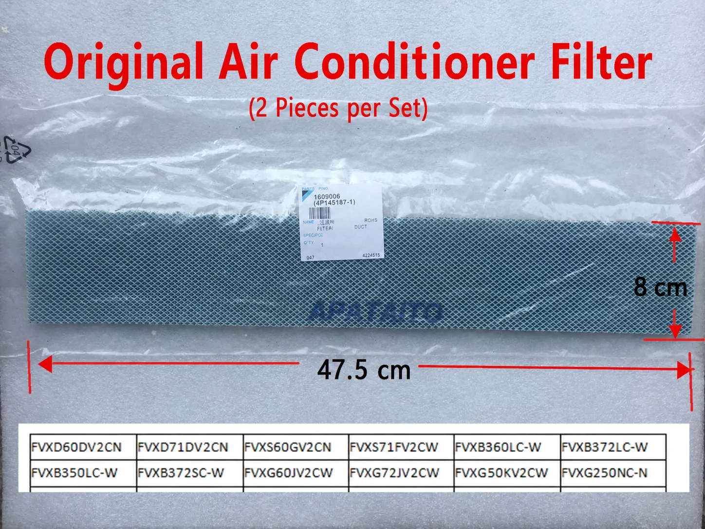 2PCS Original Floor Standing Air Conditioner Filter UP Titanium Photocatalytic Filter for FVXG60JV2C FVXS72 Model 4P145187-1