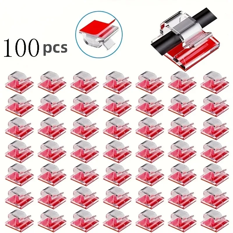 

10/50/100Pcs Clear Cable Clips, Heavy-Duty Adhesive Wire Organizer for Home Office Desk Wall Outdoor Cable Management