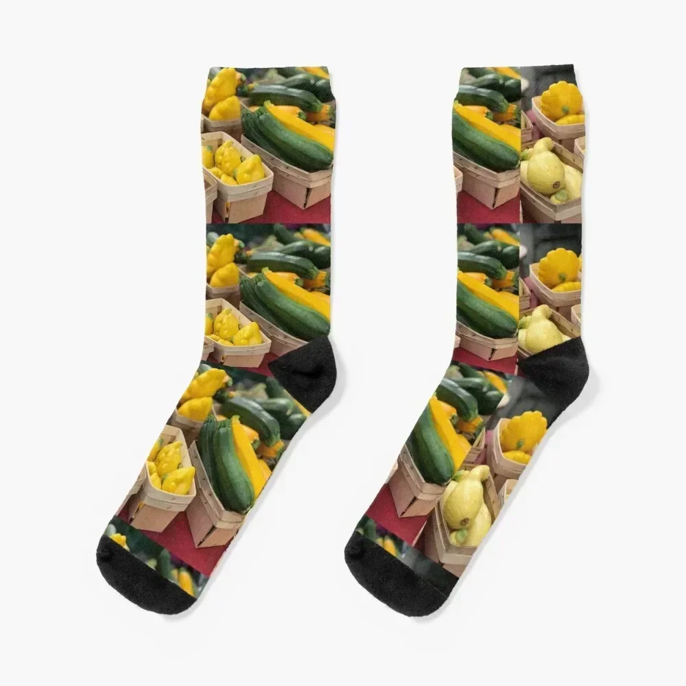 Colorful Squash at Farmers' Market Socks floral luxury Women's Socks Men's