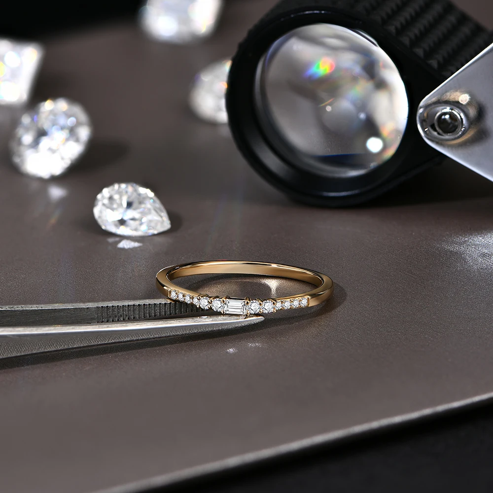 MINTYBOX Excellent Cut New Wedding Band D Color Moissanite Ring for Women 925 Sterling Silver Real Pure 10k 14k 18k Gold Jewelry