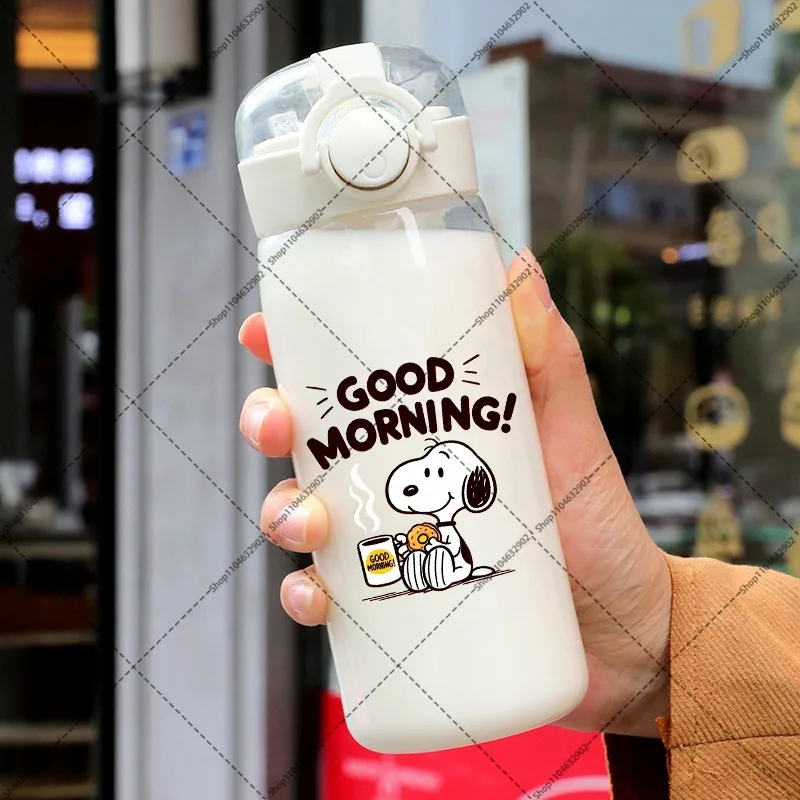 400ml Snoopys Water Bottle with Straw Unisex Portable Cups Cartoon Anime Pattern Printed Sports Bottles Large Capacity Cup Gifts