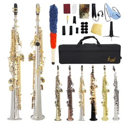 SLADE Soprano Saxophone Straight Bb Soprano Sax Brass Body Woodwind Instrument With Case Stand Cleaning Set Reed Accessories