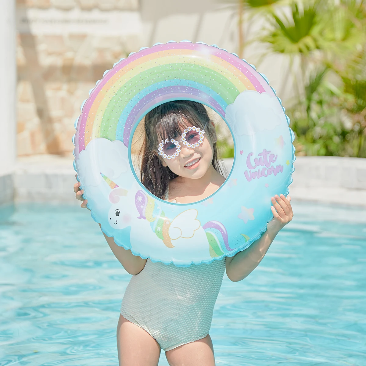 Unicórnio bonito Kids Swim Ring Tube Brinquedo inflável Natação Círculo Para Criança Adulto Piscina Float Natação Anel Praia Piscina Water Toy