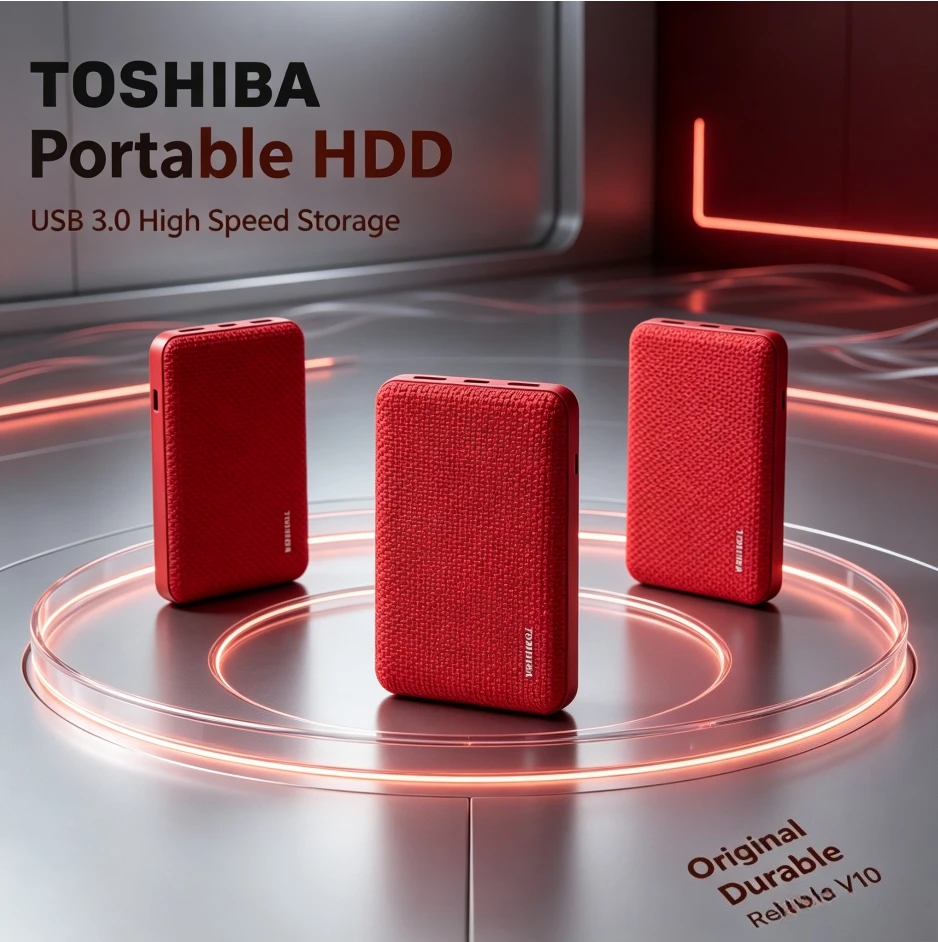 Brand+Original Toshiba V10 Red Portable External Hard Drive USB3.0 Mobile HDDStorage Disk for Laptop Desktop PC File Data Backup