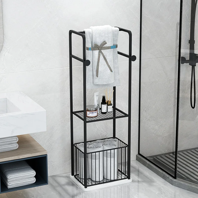 Multifunctional Bathroom Storage Rack Nordic Basket Towel Rack Floor Floor Toilet Light Luxury