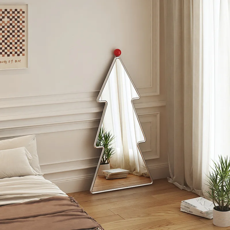 

Full-length mirror Floor mirror Home bedroom fitting mirror Stainless steel Internet celebrity special-shaped