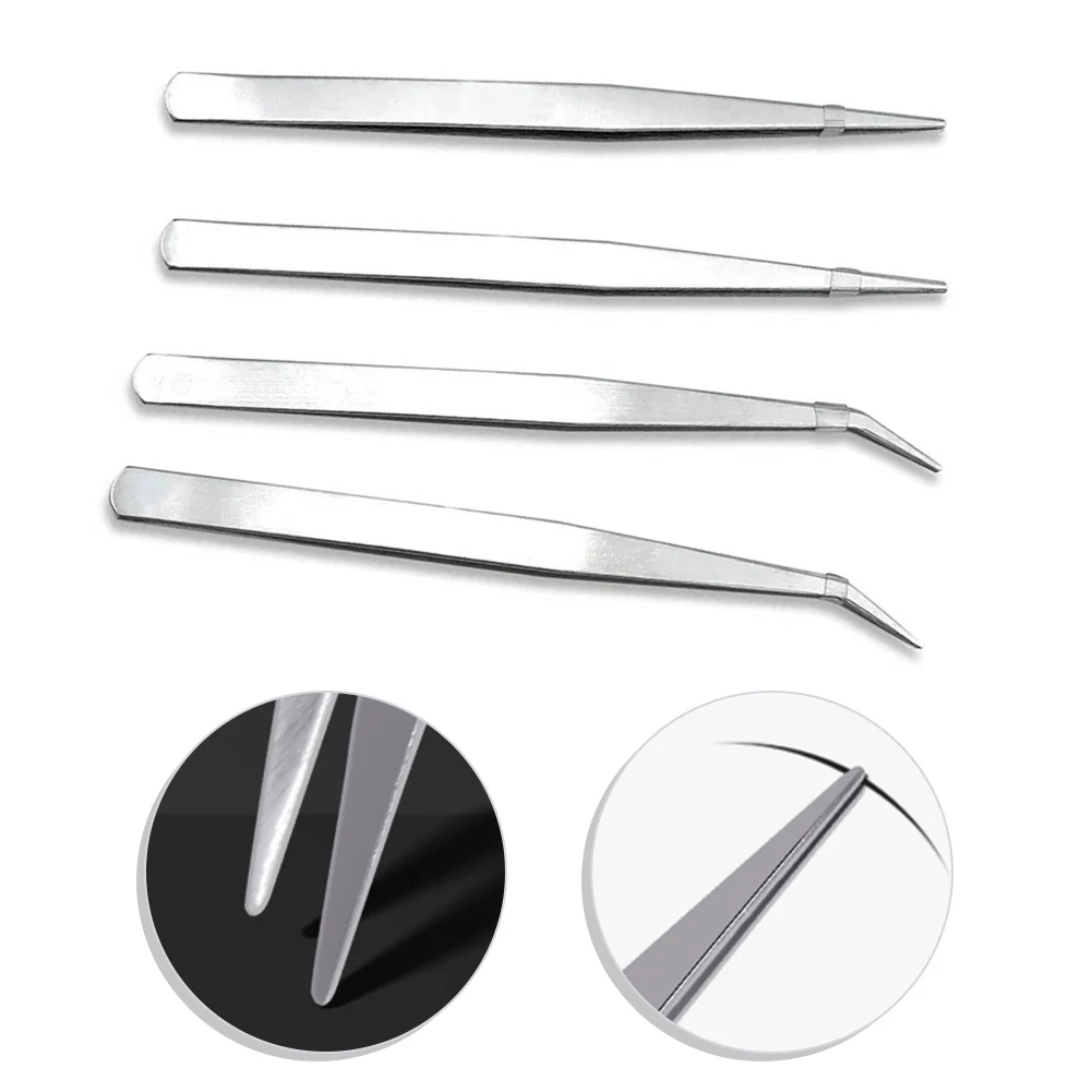 1pcs 100/125mm Stainless Steel Handmade Tweezers Straight Head Elbow Watch Precision Instruments Repair Hand Tools