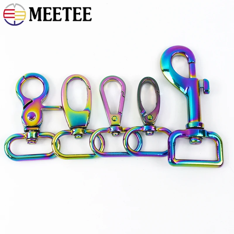 

5/10Pcs Meetee Colored Swivel Lobster Clasp Metal Buckle Bag Strap Keychain Snap Hook Carabiner DIY Webbing Connector Accessory