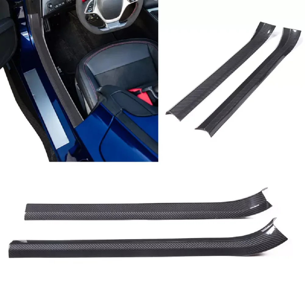 

Dry Carbon Fiber Interior Cover Door Sills Trim Cover For Chevrolet C7 Corvette 2014-2019