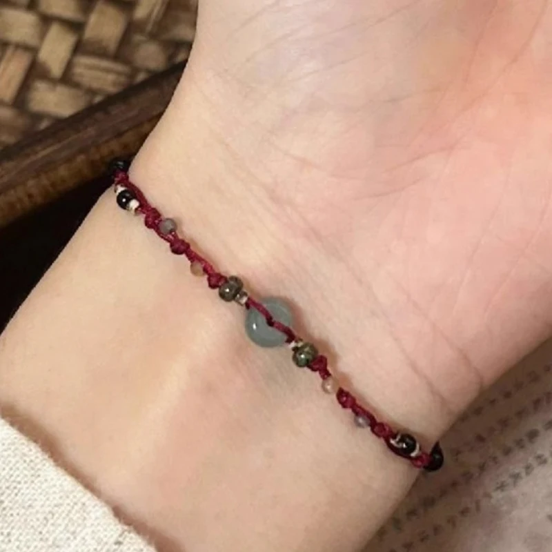 Retro Chinese Style Adjustable Handmade Braid String Bracelet Beaded Charm Bracelet Bangle Fashion Couple Bracelet Jewelry