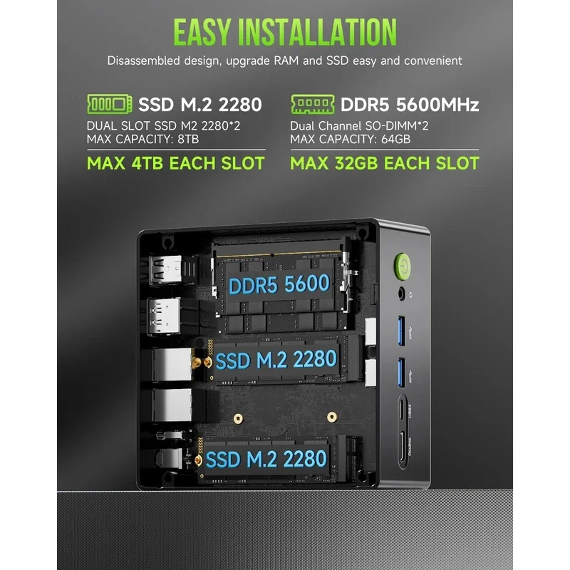 كمبيوتر صغير للألعاب GMKtec Nucbox K11 AMD Ry-zen 9 8945HS OCuLink 2x DDR5 2x PCIe RGB كمبيوتر محمول لسطح المكتب Windows11 WiFi6