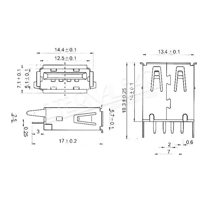 USB 2.0 Interface Connector Socket Type A Female 180 Degree Crimping  DIP Straight Vertical Bend Needle Welding Wire PCB DIY