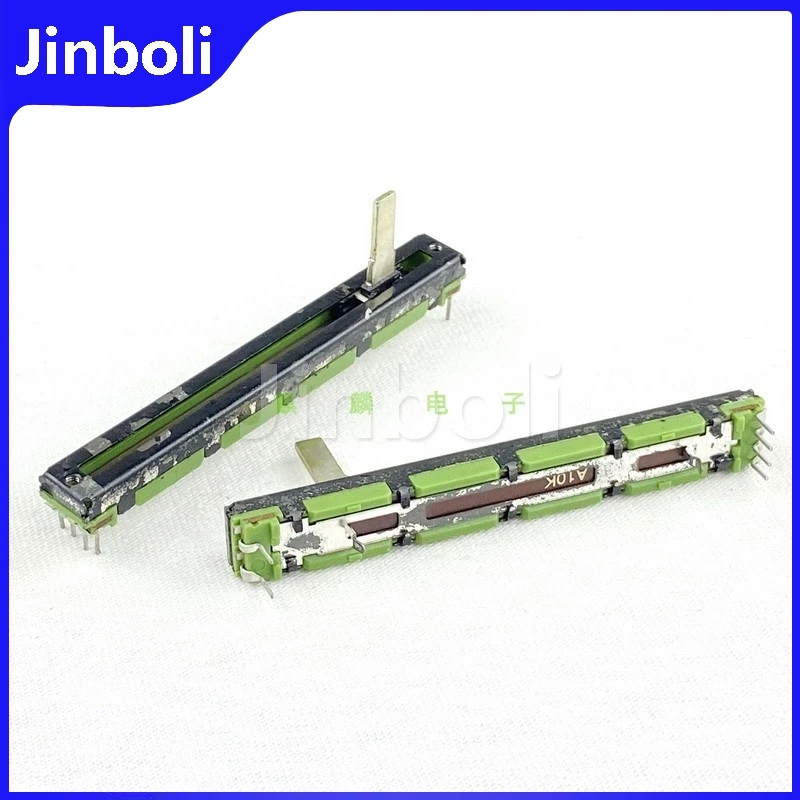 1PCS 75mm Straight Slide Potentiometer Dual Channel A10K Mixer Fader Stroke 60mm 6Pins Handle Length 15mm