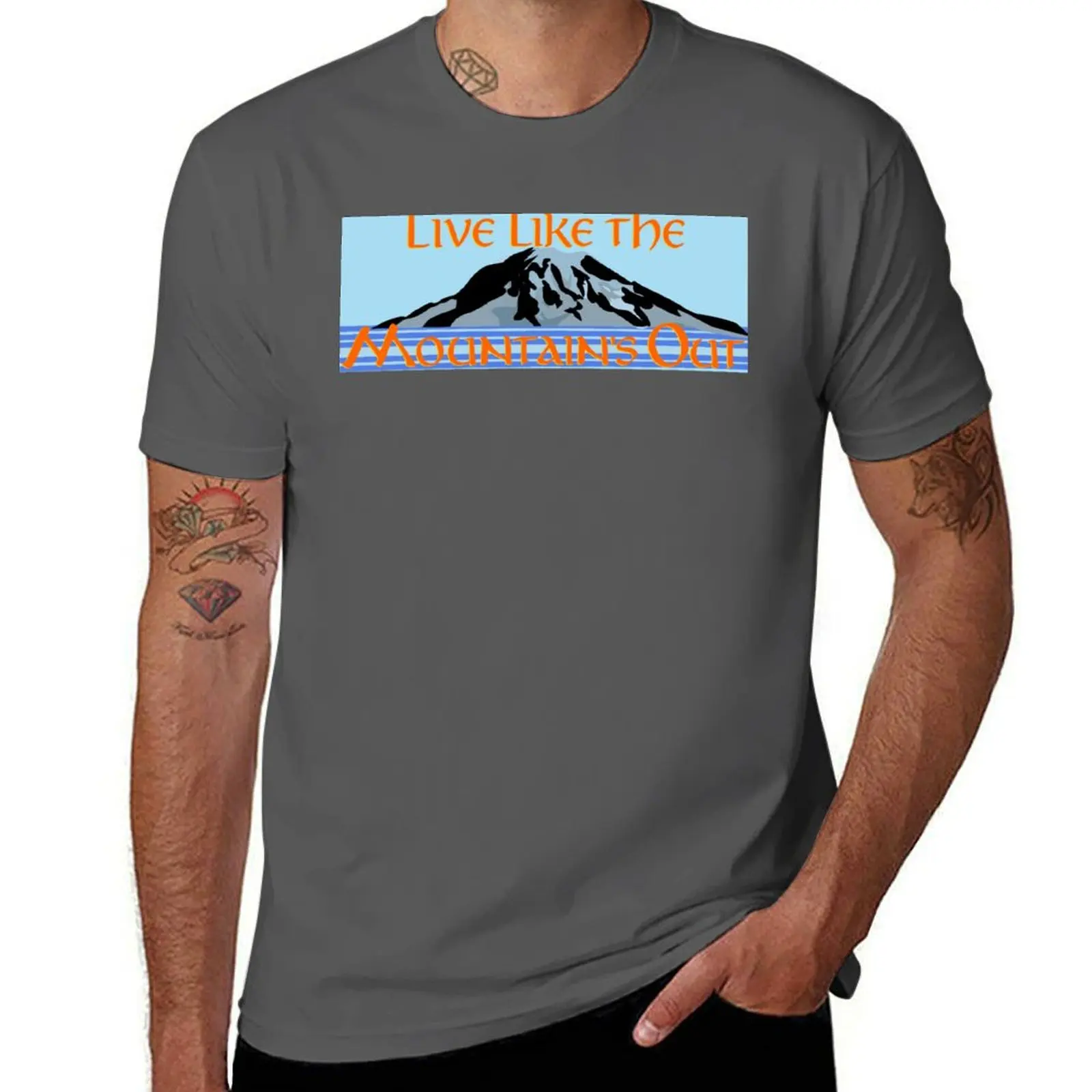 Live Like the Mountain's Out! Pacific Northwest Mount Rainier Slogan T-Shirt rapper graphic tees customizeds clothes for men