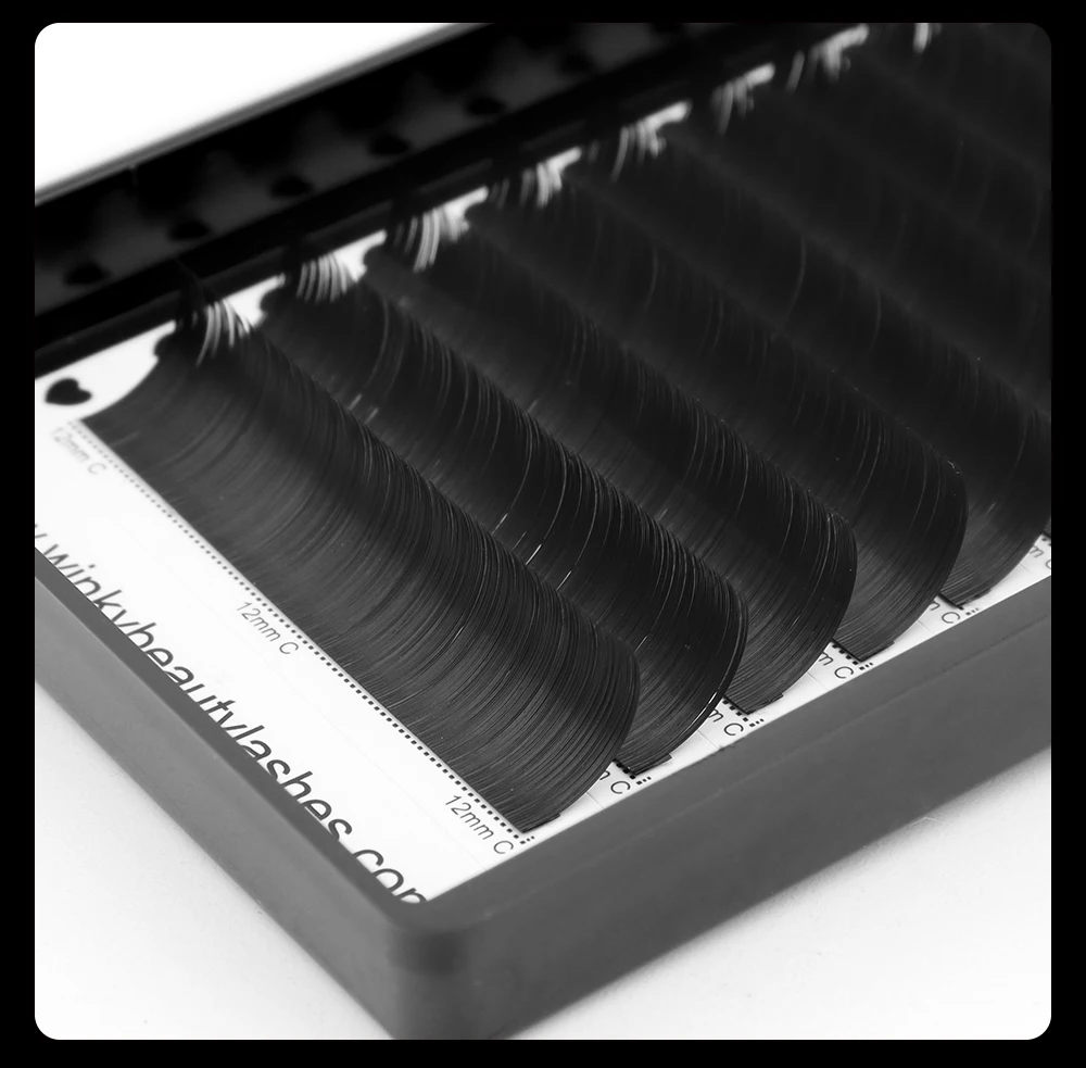 Winky Beauty Flache Ellipsen-Wimpern, matt, rein schwarz, superweich, sanft, natürlich, Wimpernverlängerung, flache Wimpern – Detail 6