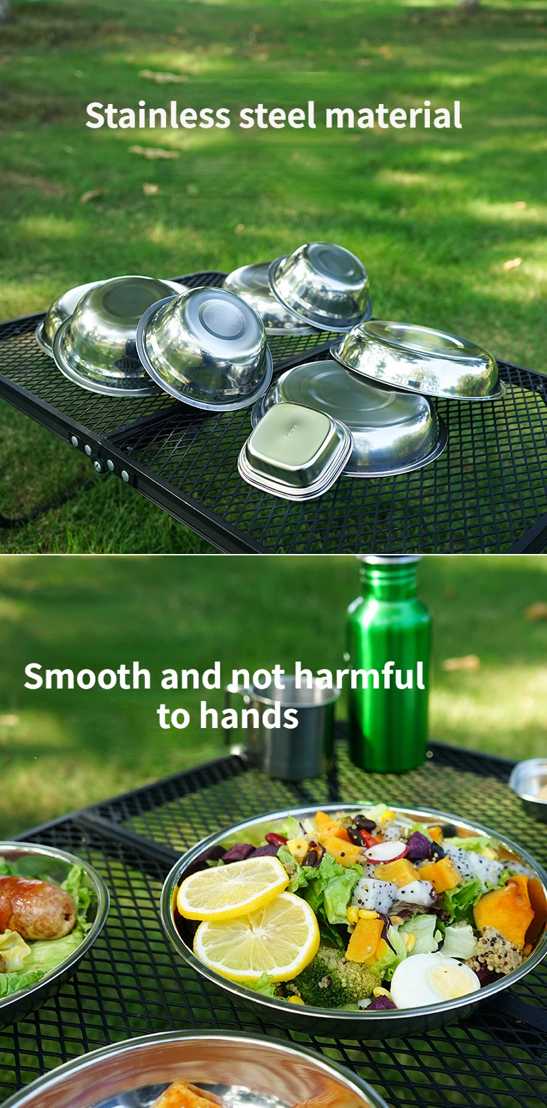 22-teiliges tragbares Camping-Essgeschirr-Set, Outdoor-BBQ-Geschirr, Töpfe, Schüsseln und Teller für Camping und Kochen unterwegs – Detail 5