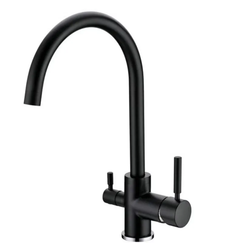 Matte Black Kitchen Health Ro Accessories Deck Mount 3 Way Filter Kitchen