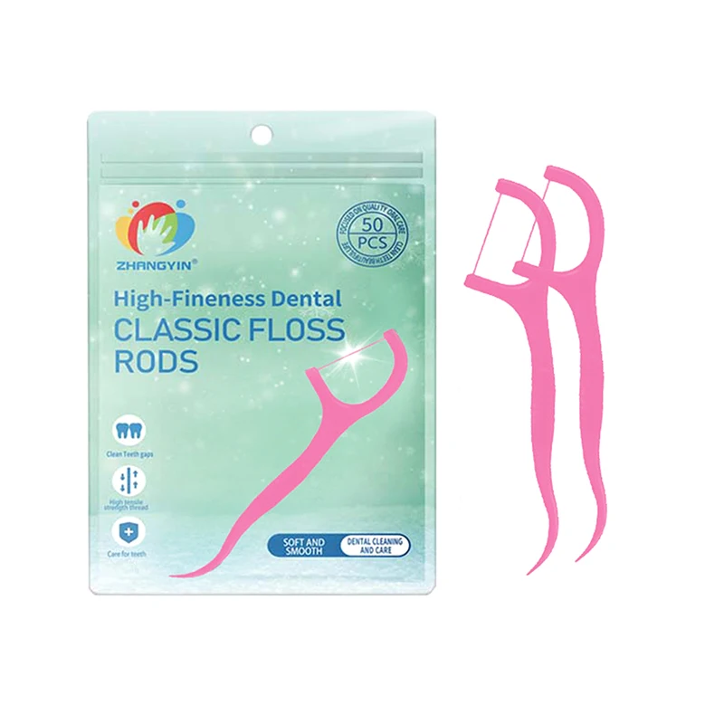 

ZZ 50/100/200pcs Ultra-Fine Floss Strawberry Flavor Home Set Portable And Disposable Care Floss Rods Deep Cleaning For Oral Care