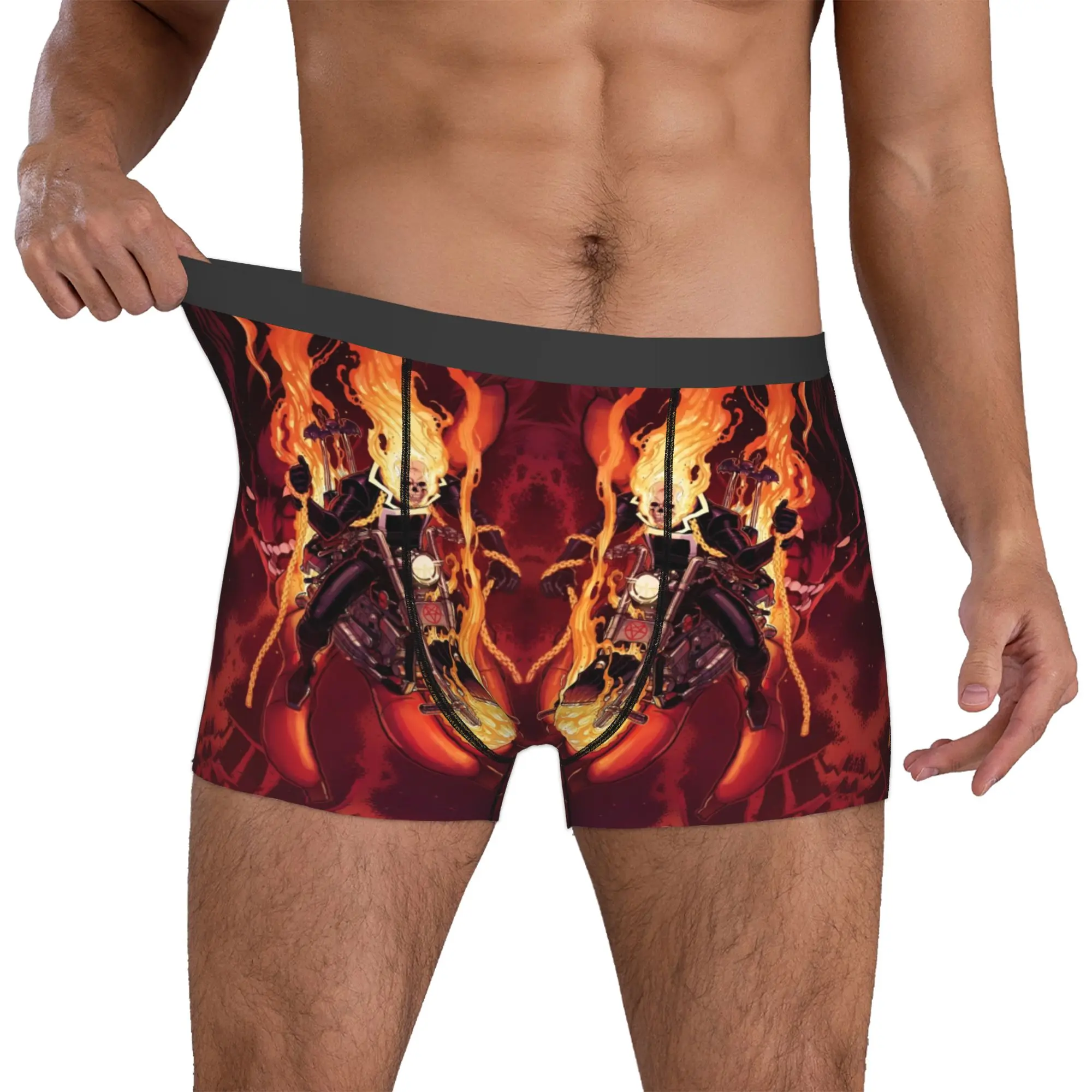 

Custom Ghosts Anime Riders Boxer Shorts For Homme 3D Print Flaming Skeleton Underwear Panties Briefs Soft Underpants