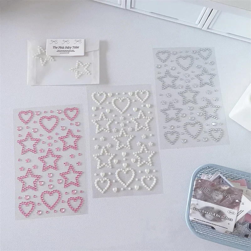 3D Crystal Rhinestone Stickers, Star Heart Sparkly Self-Adhesive Decor, Kids Craft Jewelry Gifts for Girls