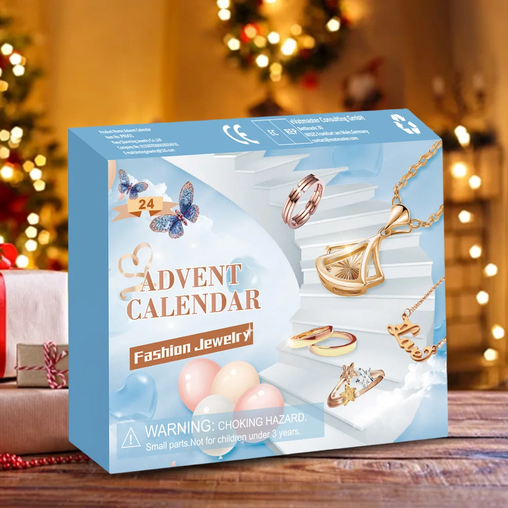 Jewelry Advent Calendar 2024 24 Days Christmas Countdown Calendar with Earrings Necklaces and Rings Xmas Countdown Calendar