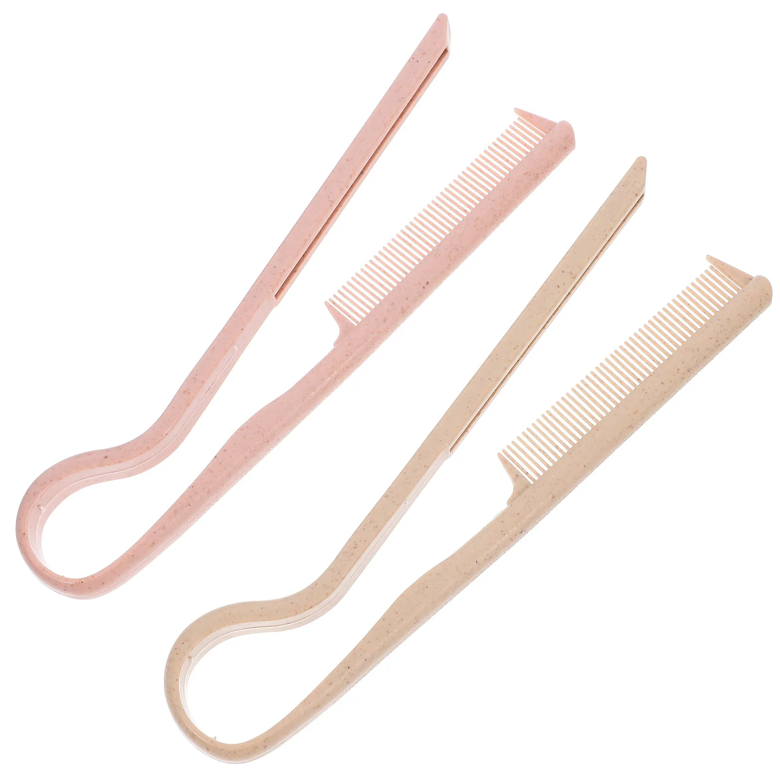 2Pcs V-Shaped Plastic Hair Straightening Comb Hairdressing Styling Hair Parting Tool for Women Salon Flat Iron Brush