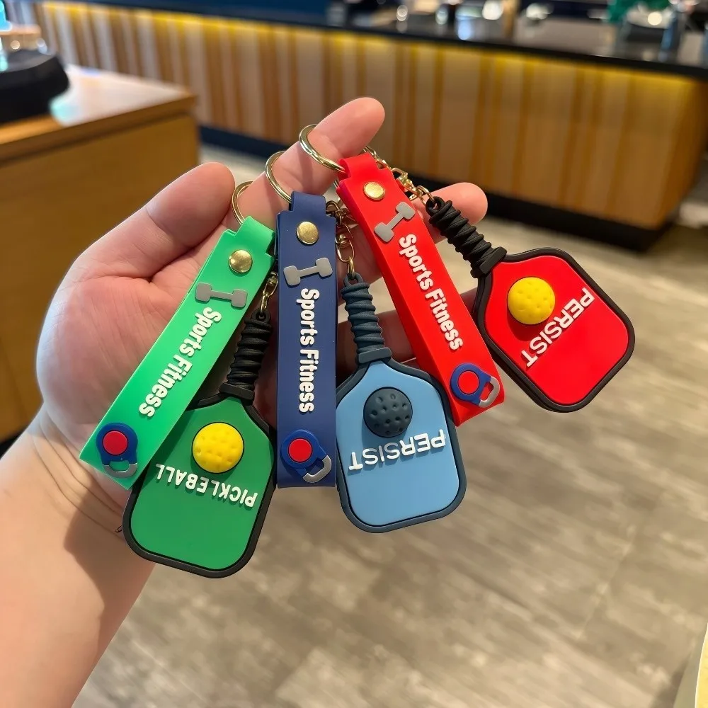 Fashion Dopamine Pickleball Paddle Keychain Detachable with Buckle Pickleball Racket Key Ring Fitness Series Pendant Bag Charm