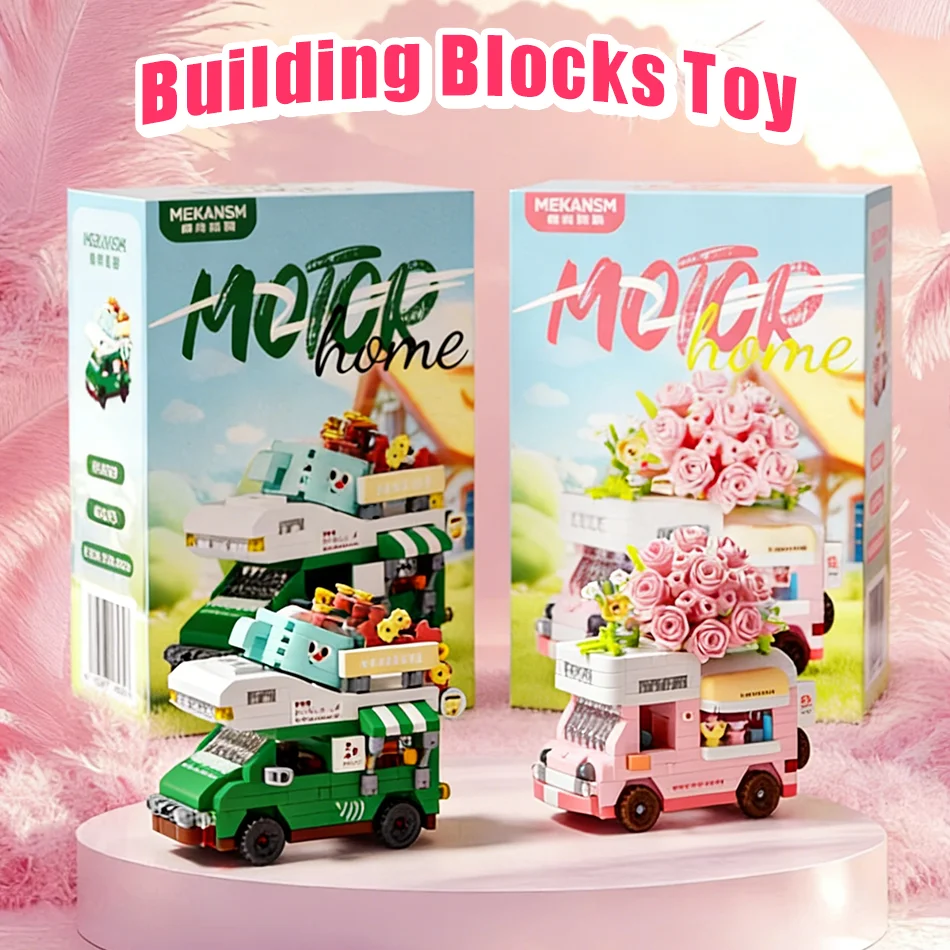 

Новый конструктор DIY: Фудтрак-мороженица (уличная сцена), креативный набор для сборки, модель из кирпичиков, игрушки для девочек и детей