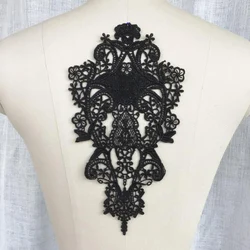1 Piece Black Flowers Patches Garment Applique Embroidery DIY Wedding Dress Sewing Clothing Repair Accessories