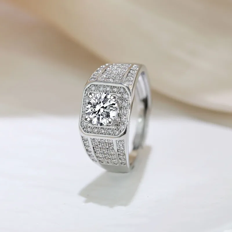 أوروبا والولايات المتحدة عبر الحدود كامل الماس الغجر الرجال خاتم مربع محيط الماس يعيش خاتم الرجال الكبير الساخن سال #1