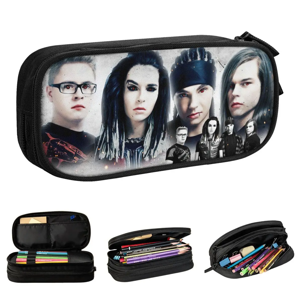 مقلمة كلاسيكية من Tokio Hotel Rock مقلمة BillKaulitz مقلمة للطلاب أكياس تخزين كبيرة أدوات مكتبية بسحاب