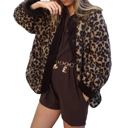 Women's Leopard Print Cotton Jacket Single Breasted Lamb Wool Jacket Fashionable and Casual Warm Jacket New