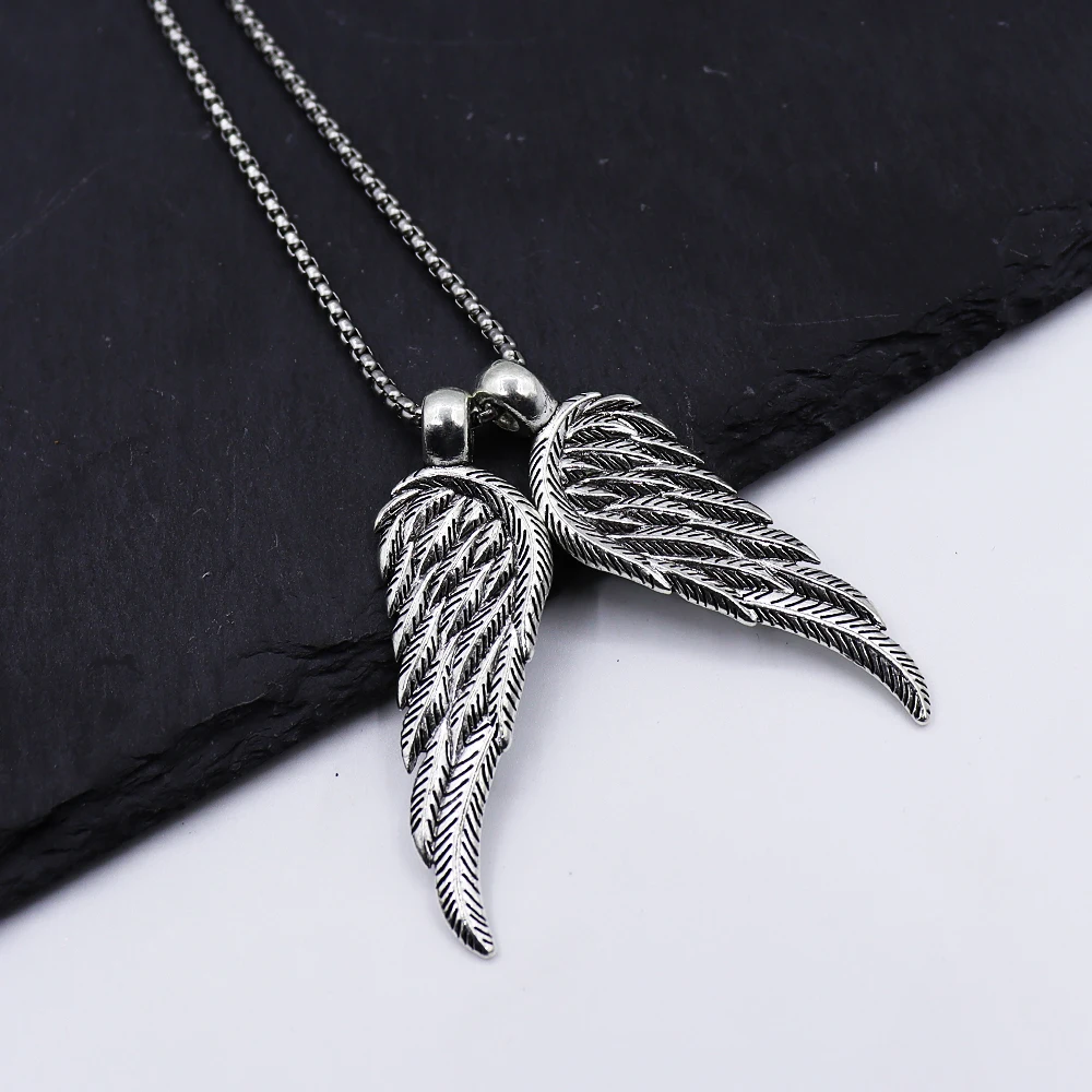 Vintage Plume Wing Necklace Hip Hop Minimalist Personality Pendant For Men Women Gift Jewelry