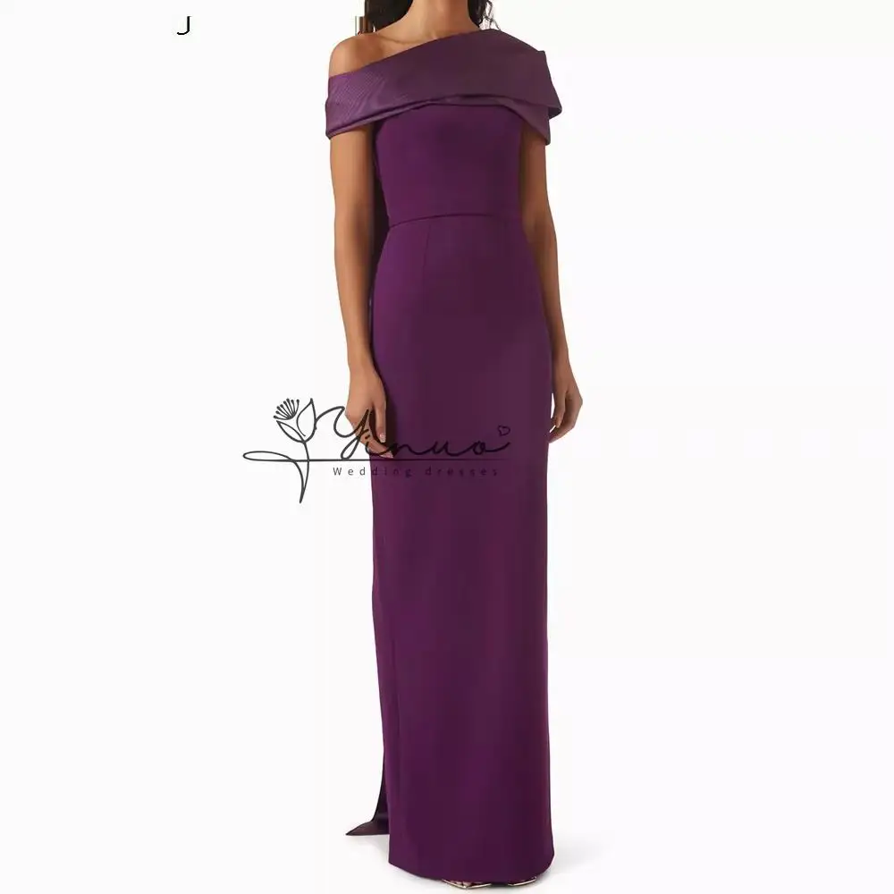 Customized   Women's Straight Evening Dresses Floor-length Off The Shoulder Sleeveless Prom Dresses Fashion Stole Draped